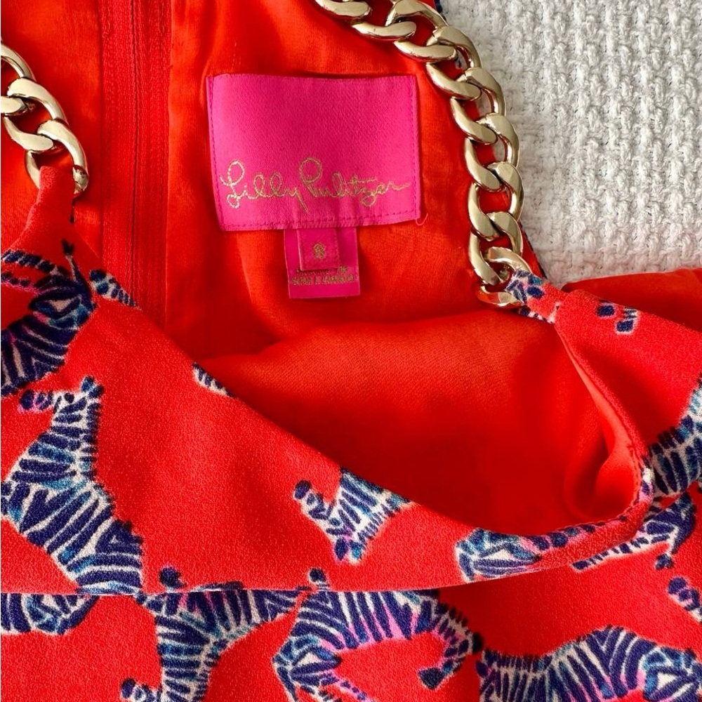 Lilly Pulitzer Pearl Romper Coral Heebee Zeebees (size:8) - Picture 3 of 7